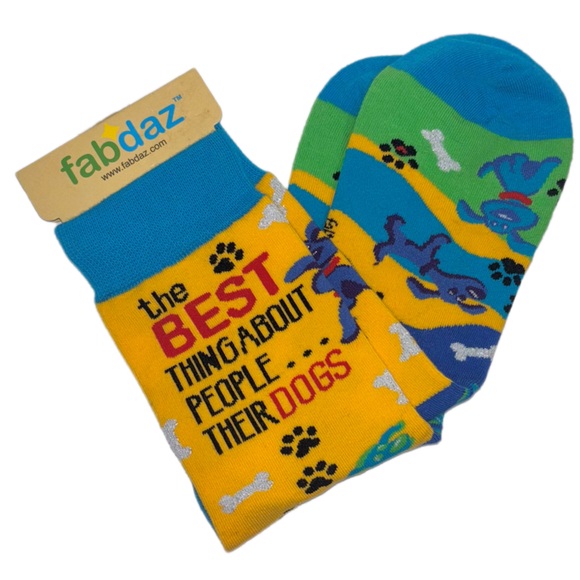NWT Fabdaz Crew Socks "The Best Thing About People...Their dogs" size 5-10 - Picture 1 of 15